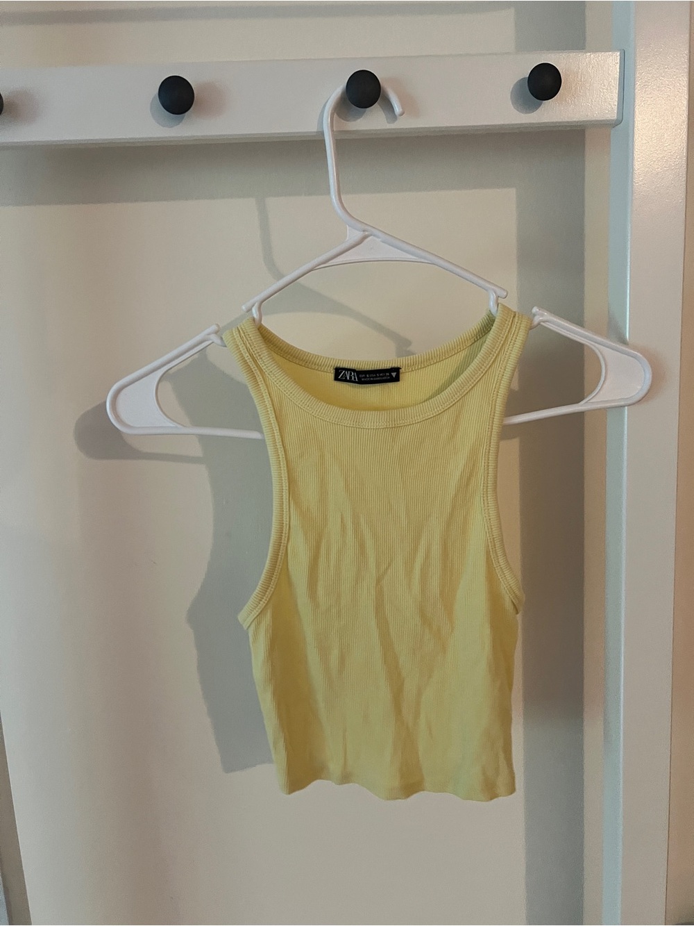 Zara Pale Yellow Ribbed Tank Top